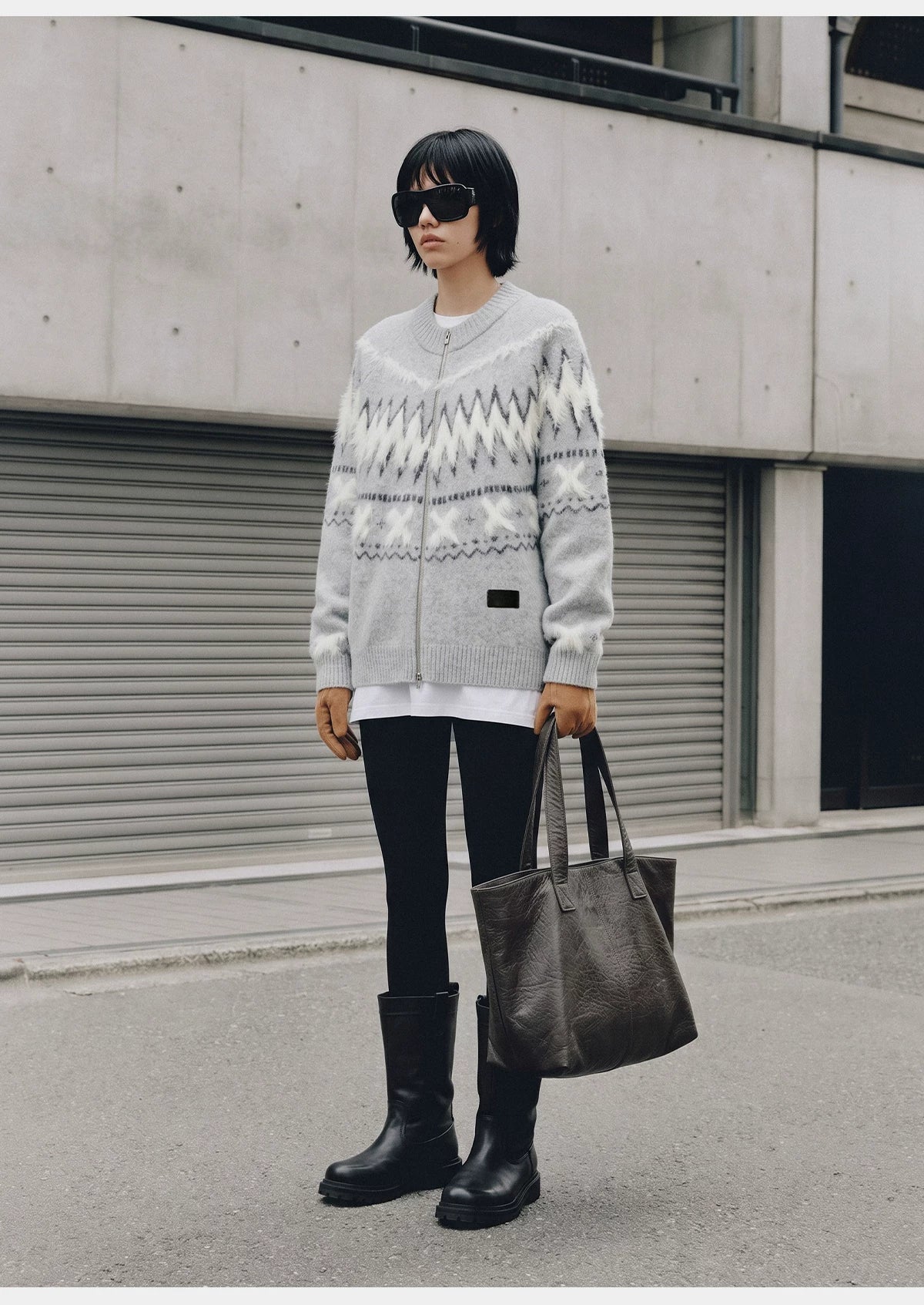 Nordic Frost Zip Knit Cardigan