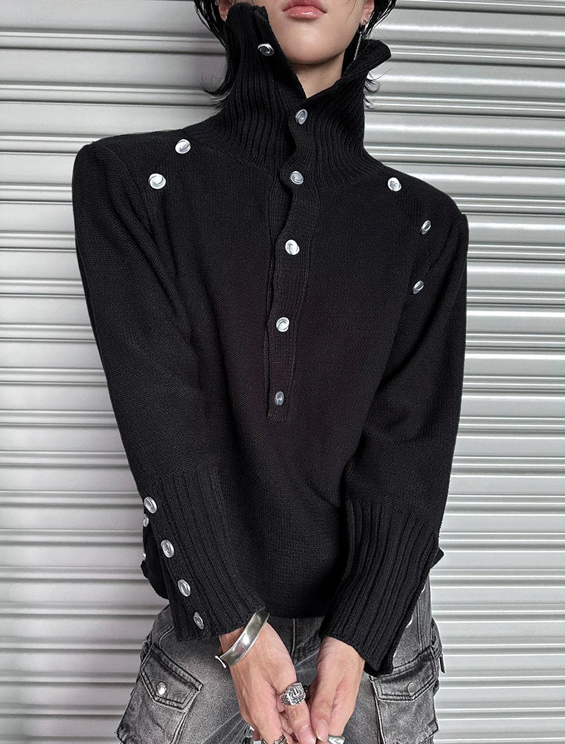 Oblivion Spire Snap-Rail Turtleneck Sweater