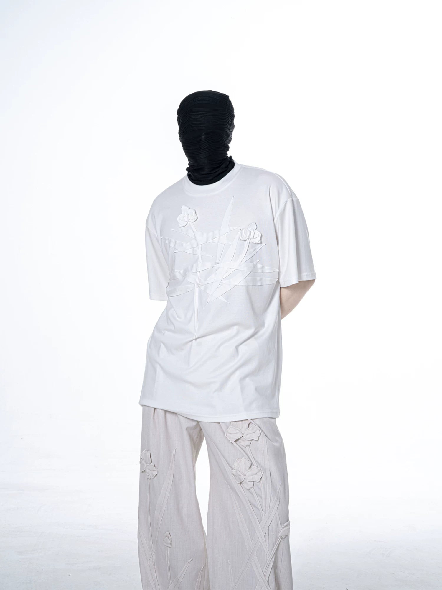 Ivory Crossed Bloom Relief Tee