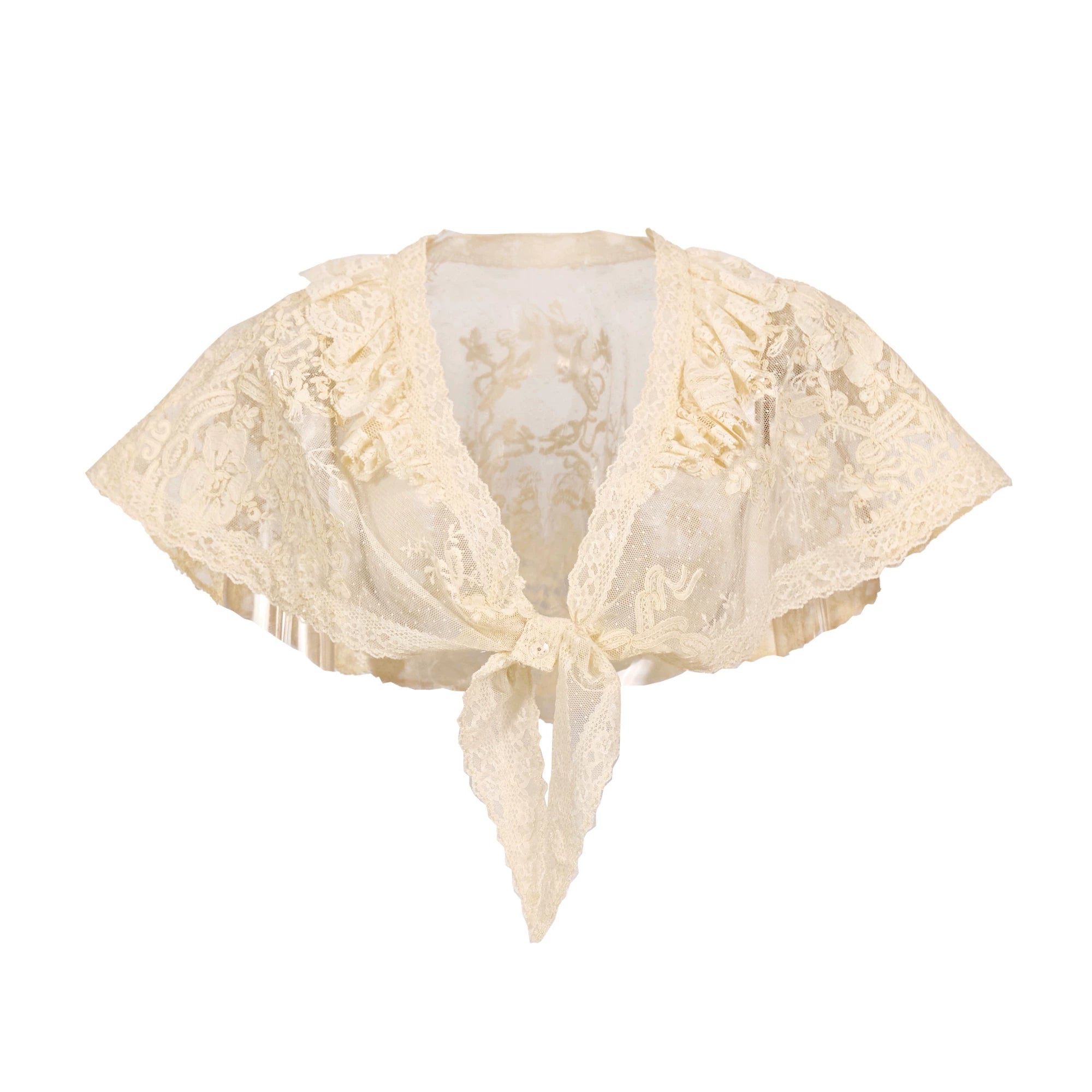 Sheer Lace Tie Front Bolero Shrug