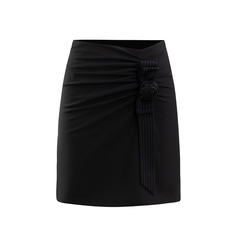 Black Pinstripe Bow Office Two Piece Set