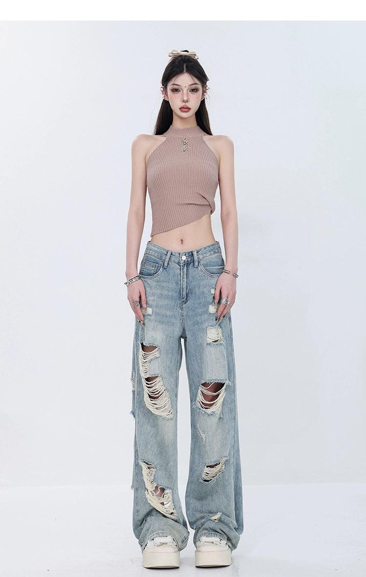 Vintage Grunge Delessed Wide-Big Jeans