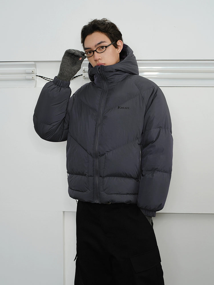 Slate Grey Puffer Hooded Jacket