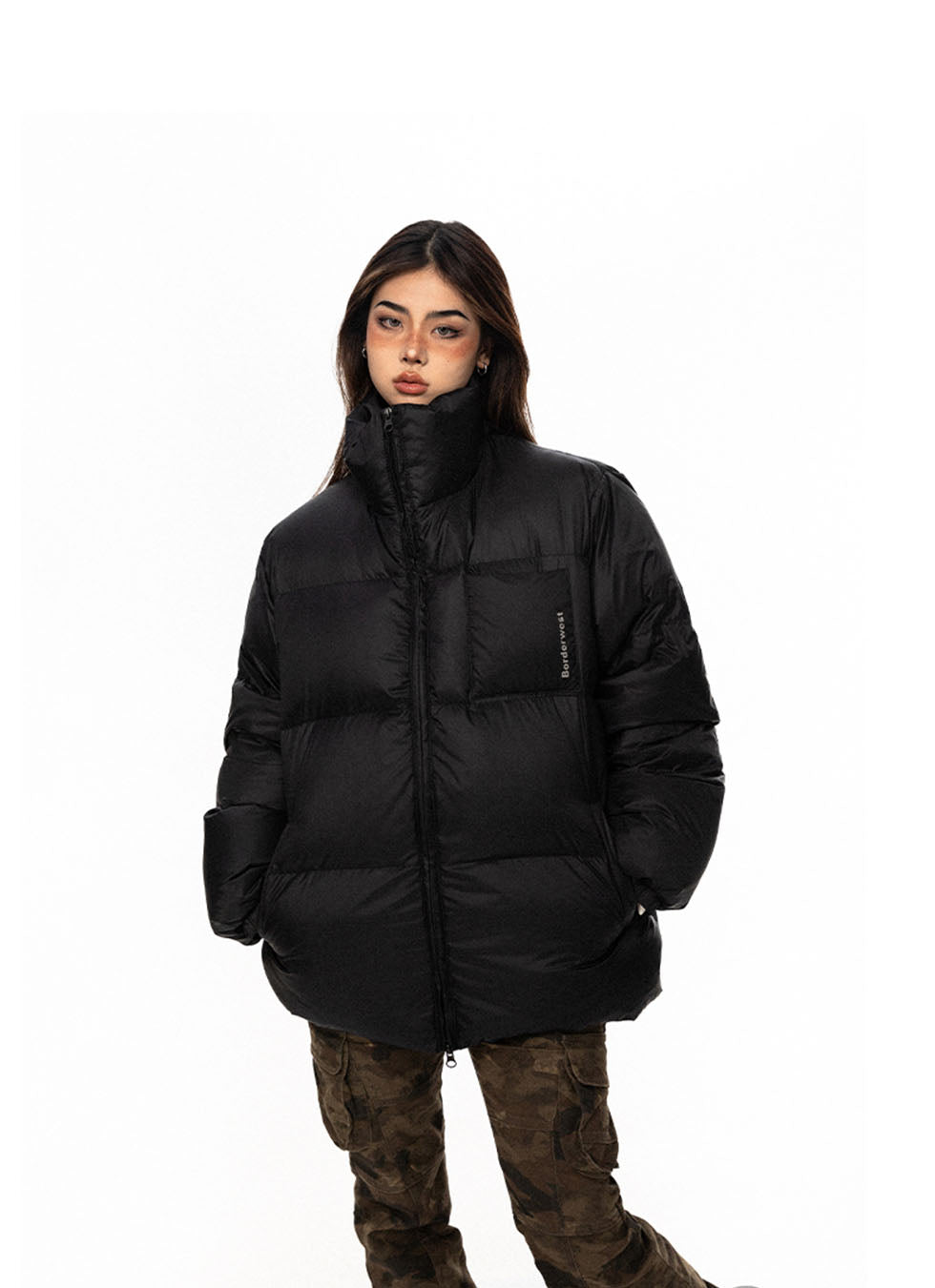Stand Collar White Duck Down Jacket - chiclara