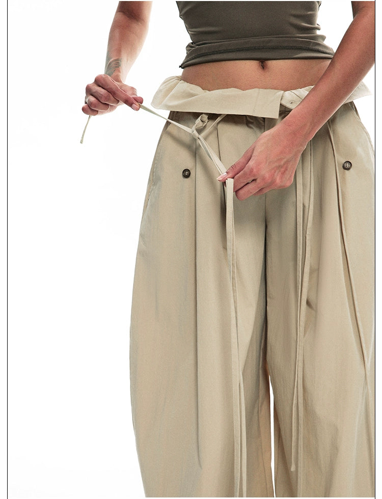 Wide-Leg Paper Bag Trousers