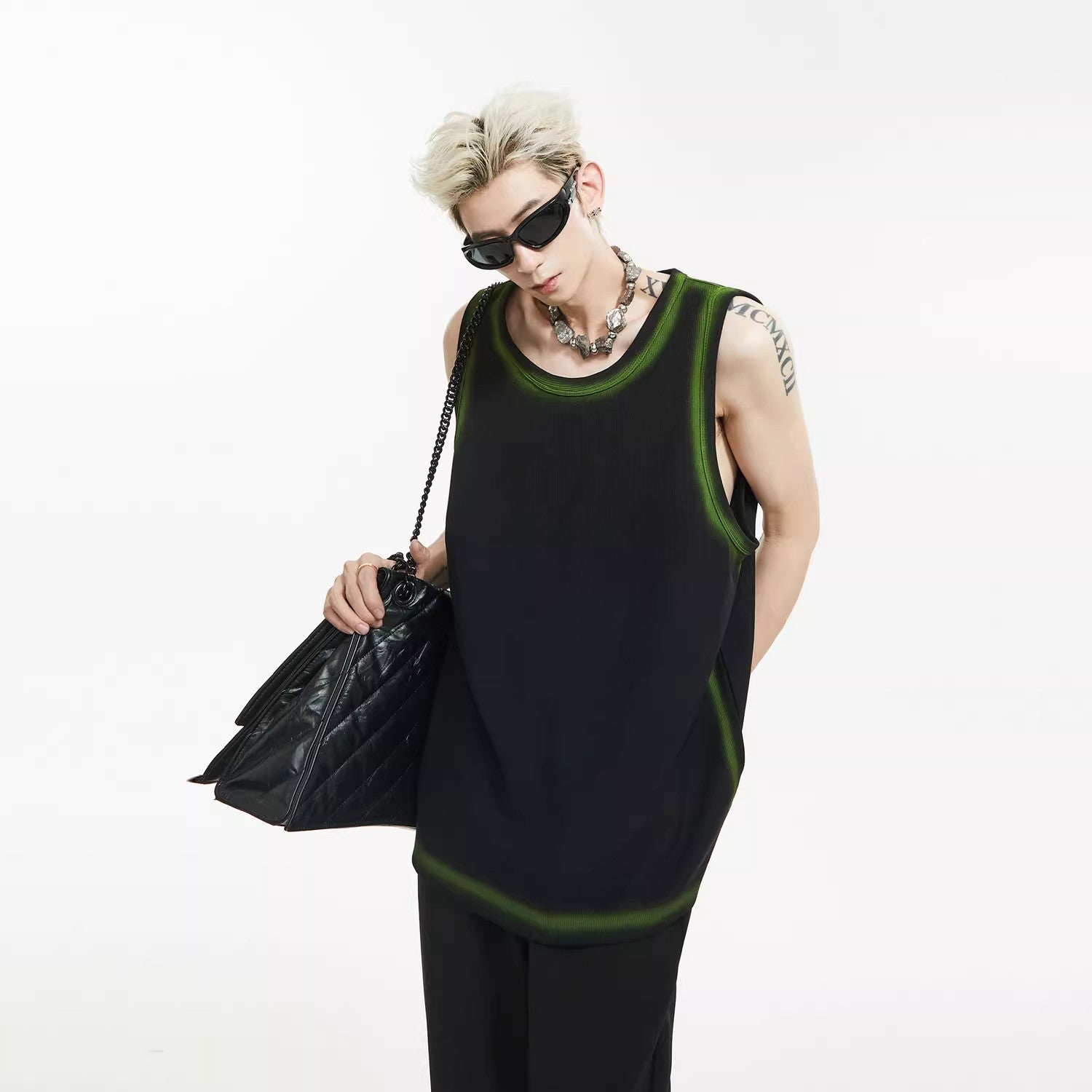 Tank Top with Spray Paint Trim Detail