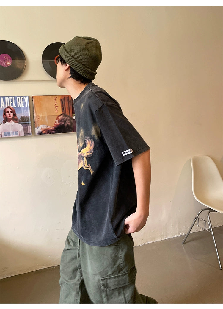 Vintage Horse Print Oversized T-Shirt