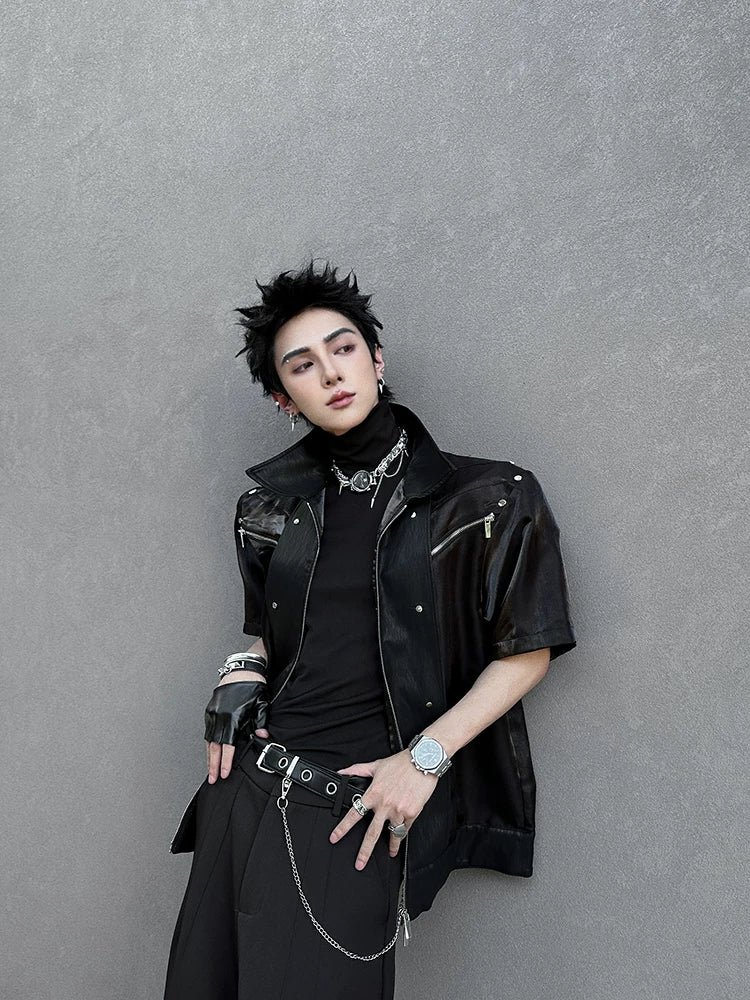 Midnight Obsidian Sleeveless Turtleneck Top