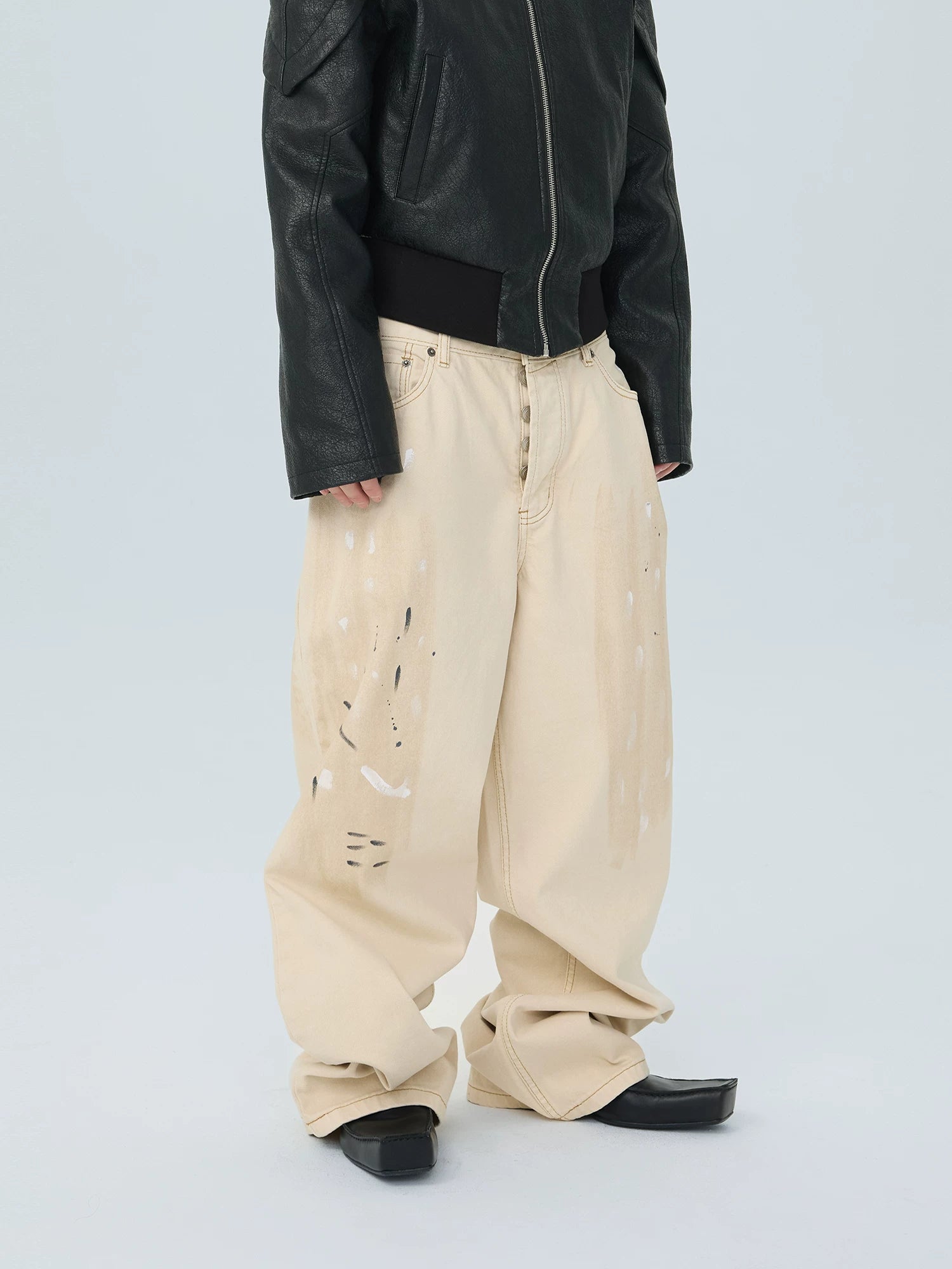 Ivory Paintstroke Balloon Stack Jeans