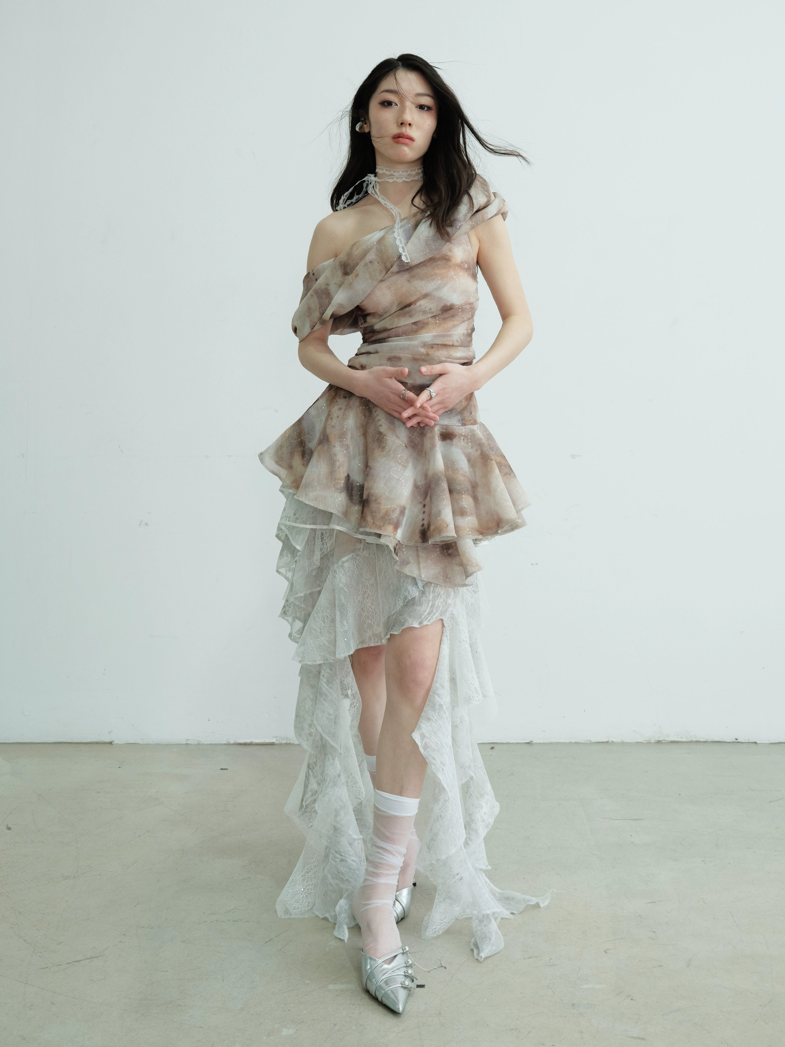 Printed Ruffle Hem Vest