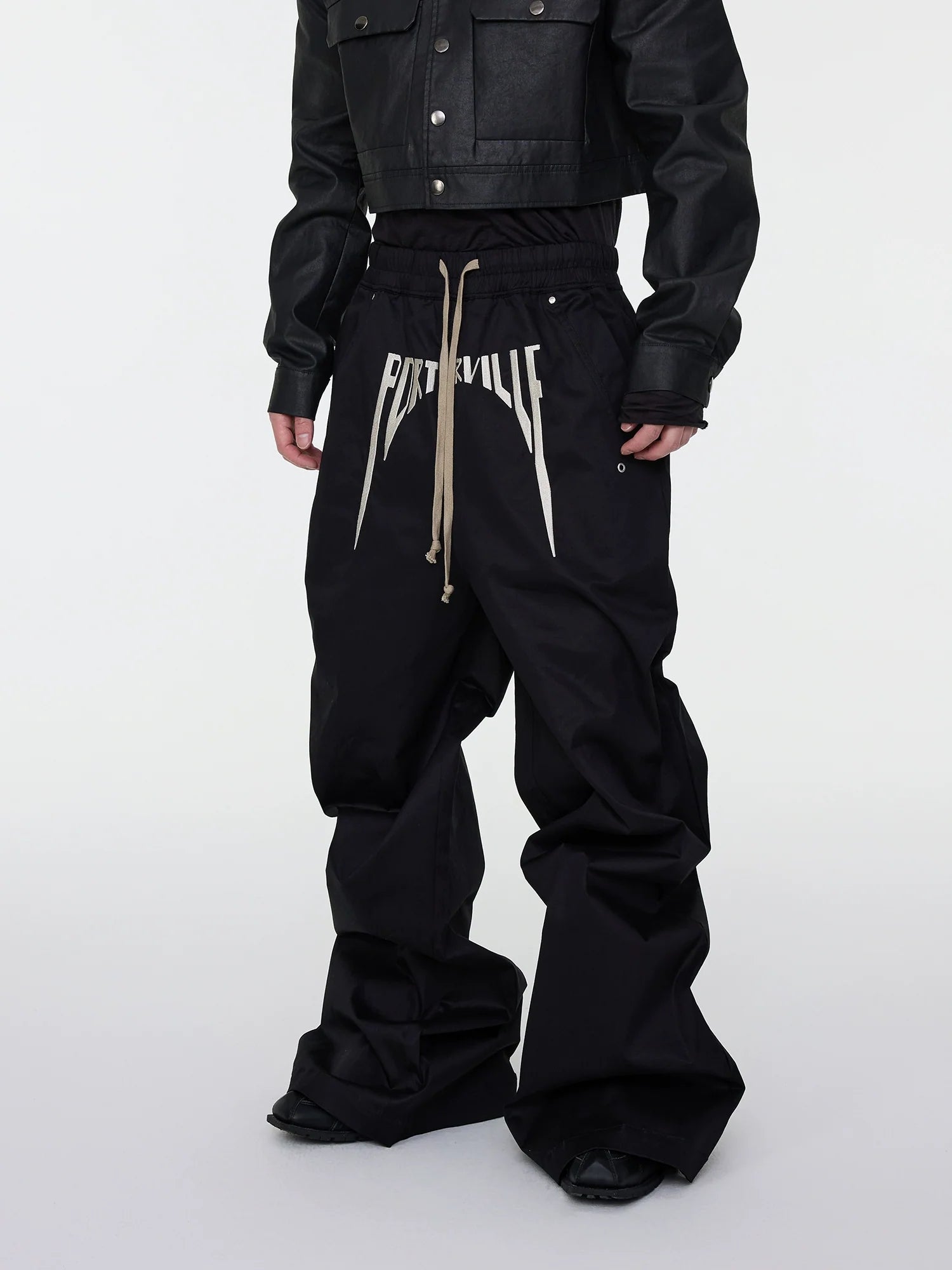 Porterville Black Graphic Baggy Pants