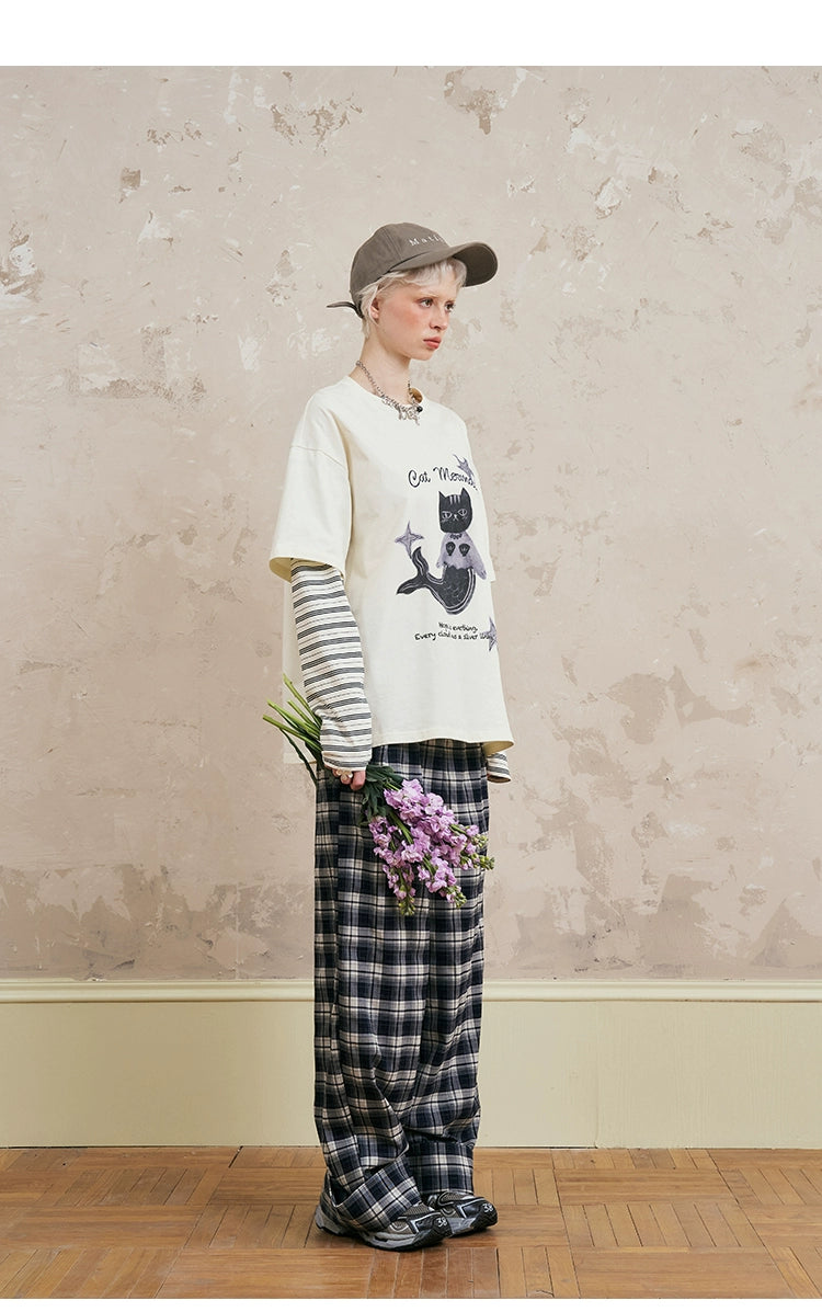 Vintage Graphic Print Layered Sweater