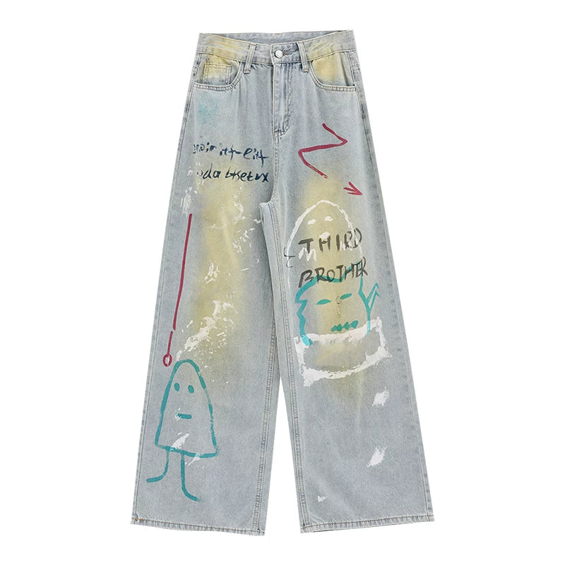 Painted Patch Wide-Leg Jeans