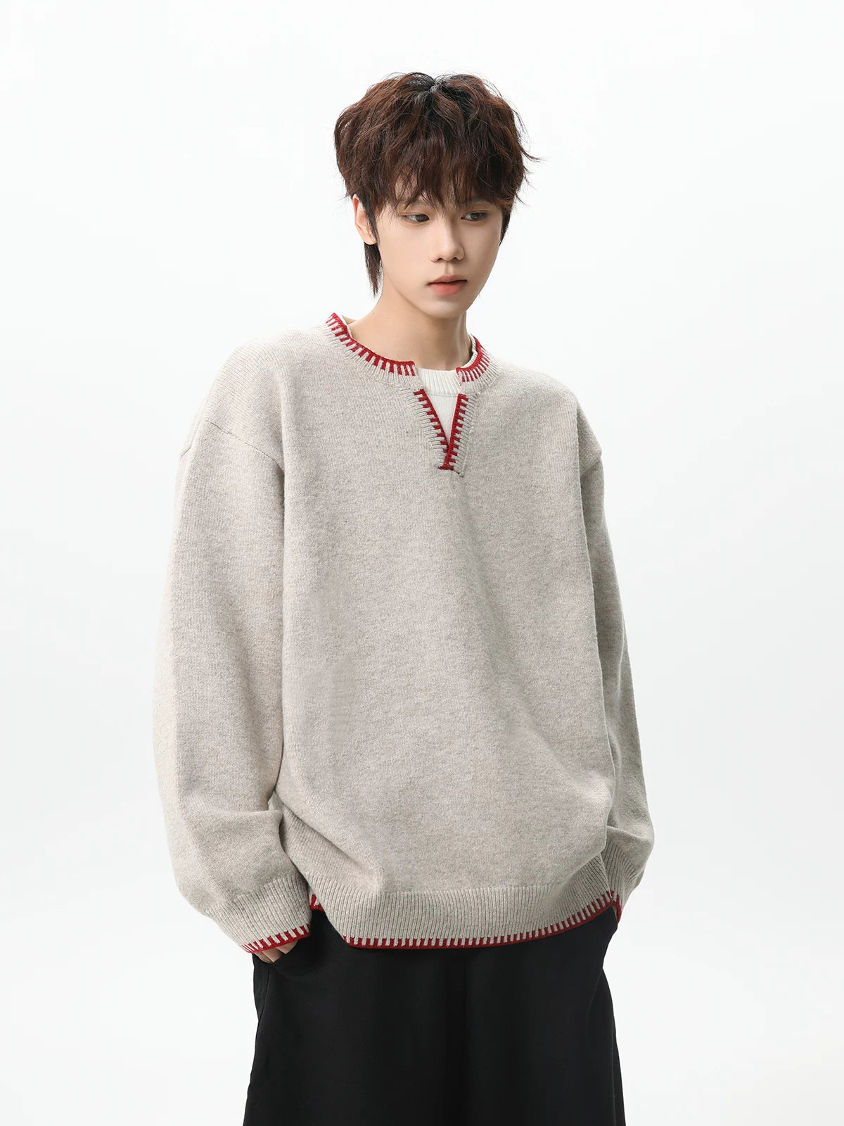 Ember Stitch Charcoal Knit Pullover