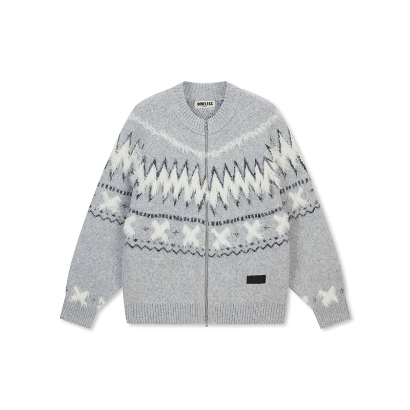 Nordic Frost Zip Knit Cardigan