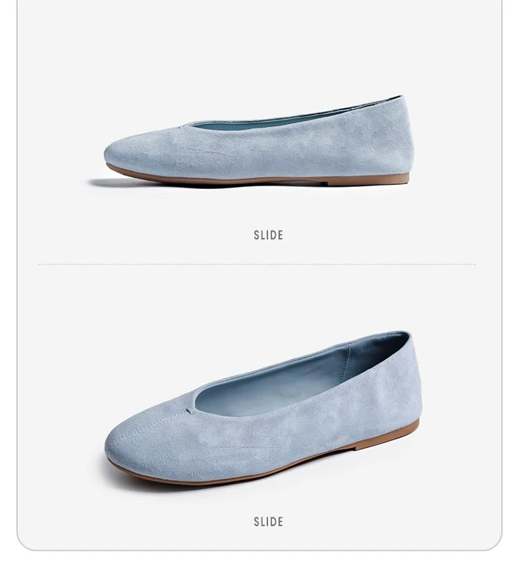 Minimal Suede Round Toe Ballet Flats
