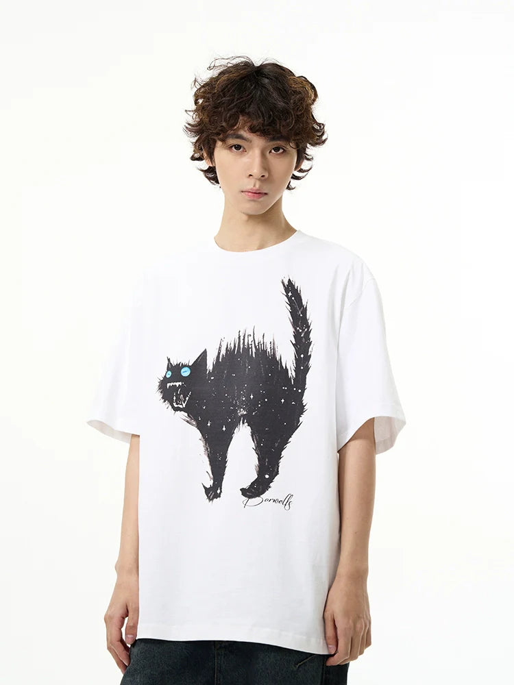 Purrfect Cat Print Short Sleeve Tee - chiclara