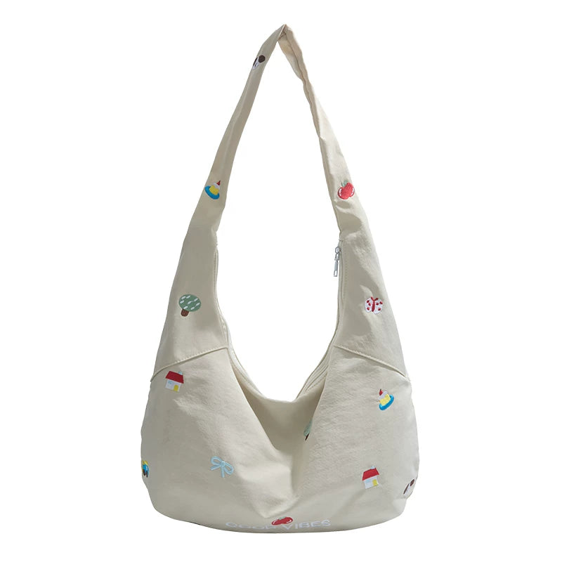 Good Vibes Embroidered Hobo