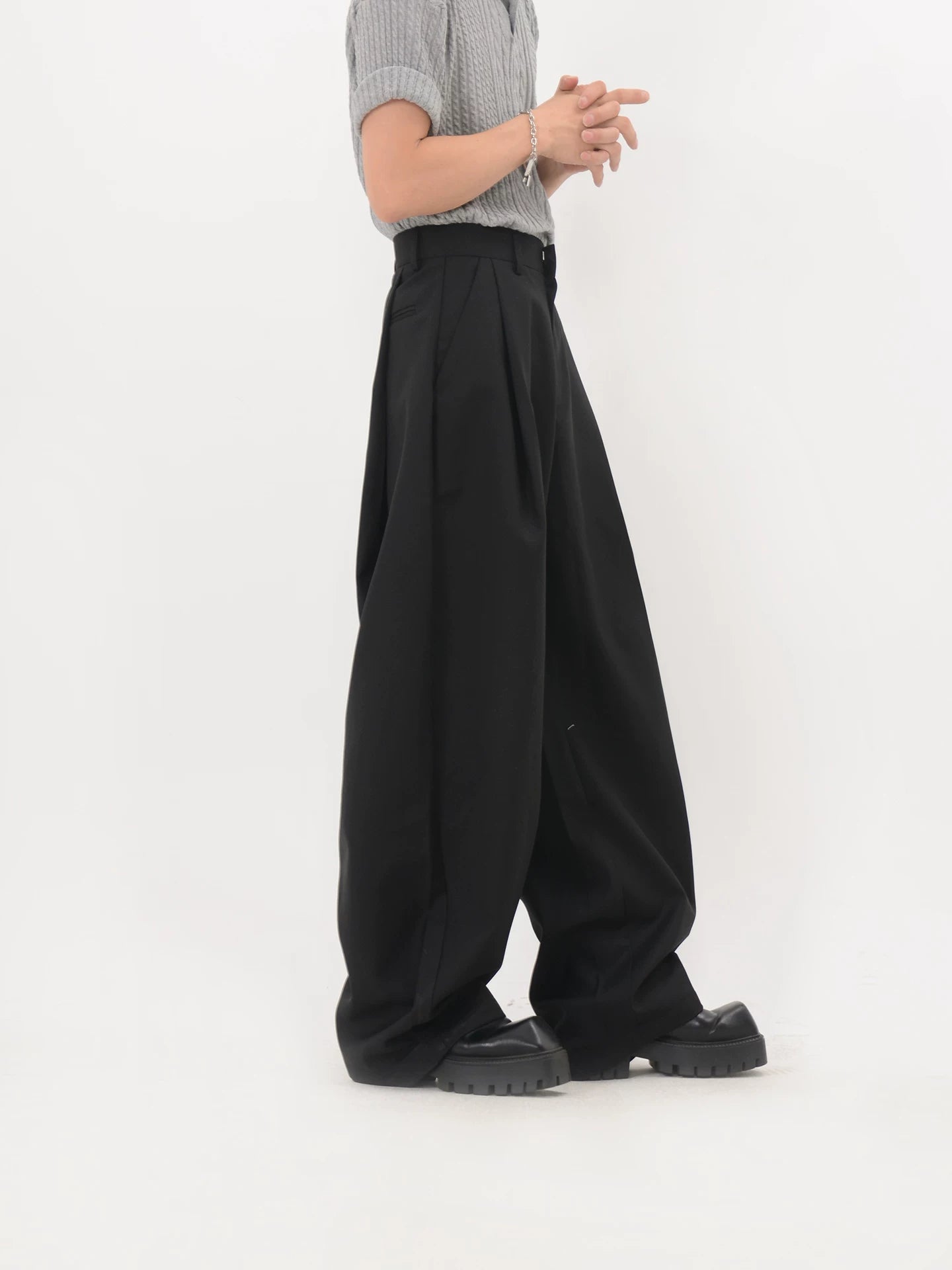Flowy Drape Wide Trousers