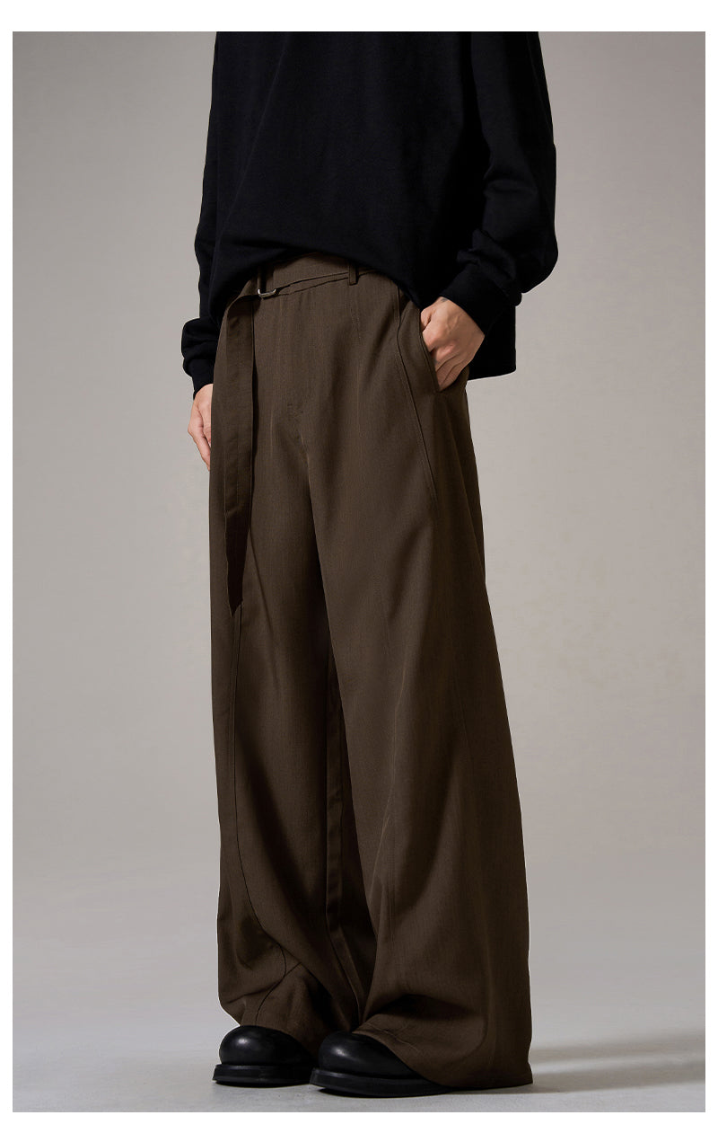 브라운 릴렉스 와이드 레그 팬츠