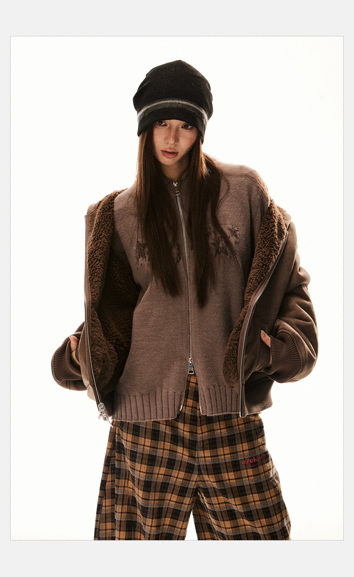 Brown Hooded Zip-Up Jacket