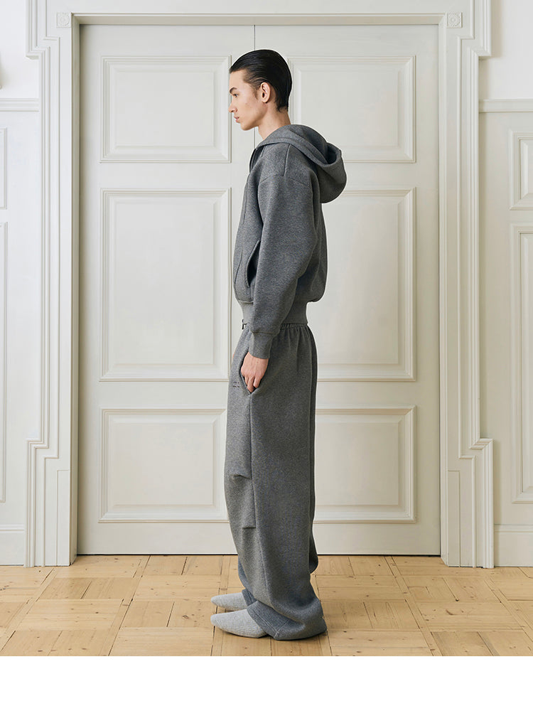 Heavyweight Zip-Up Hoodie and Wide-Leg Sweatpants Setup