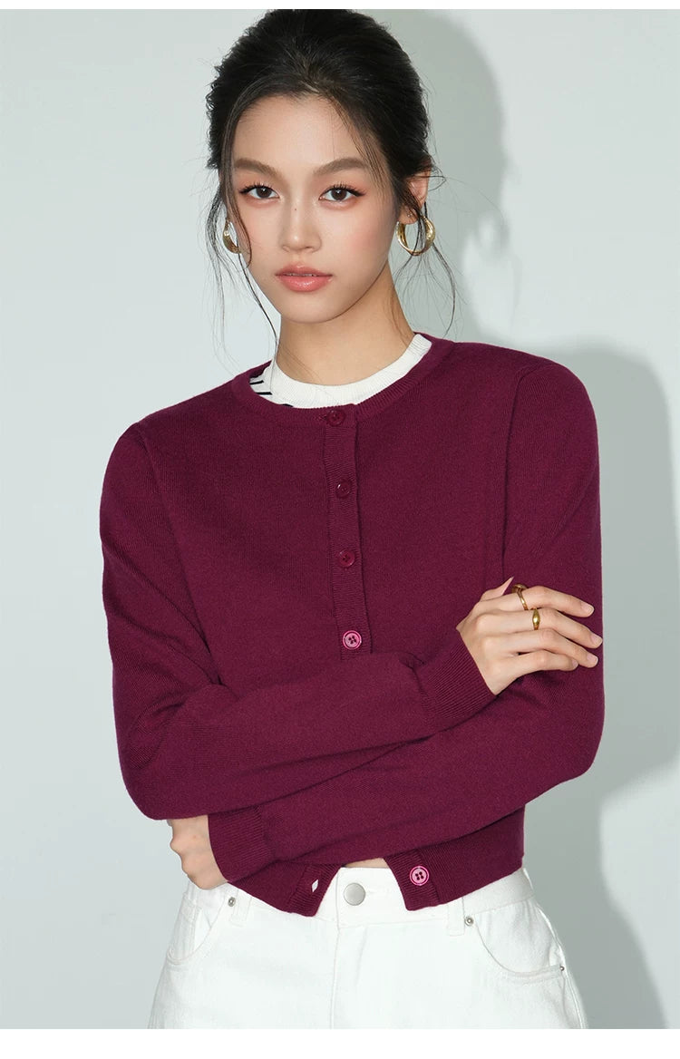 Classic Crew Neck Knit Cardigan