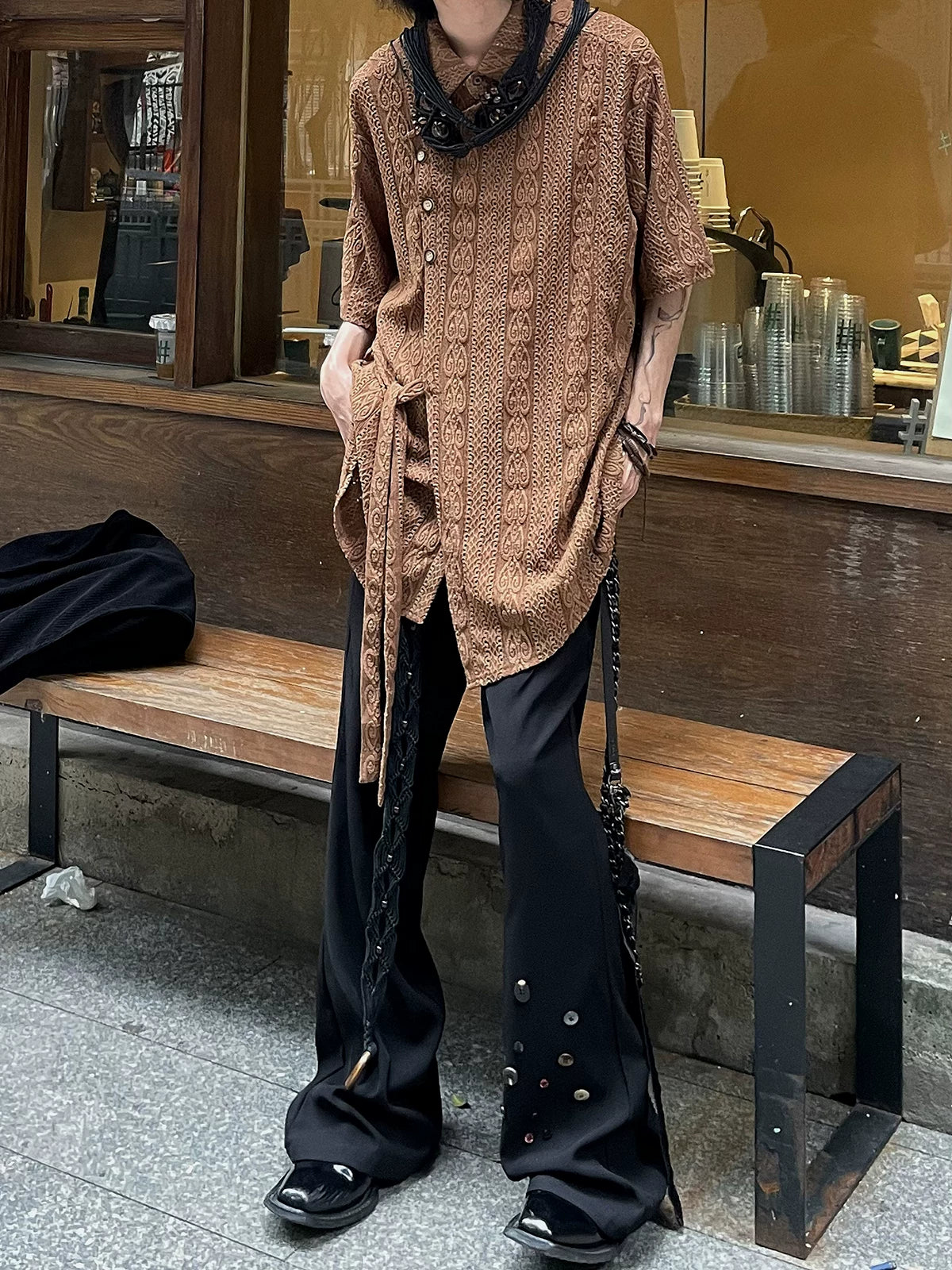Nocturne Jacquard Draped Shirt