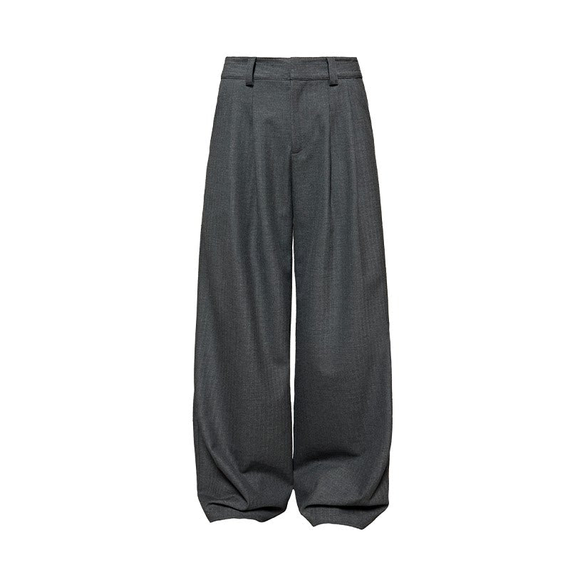 Belted Strap Tailored Wide-Leg Dress Trousers