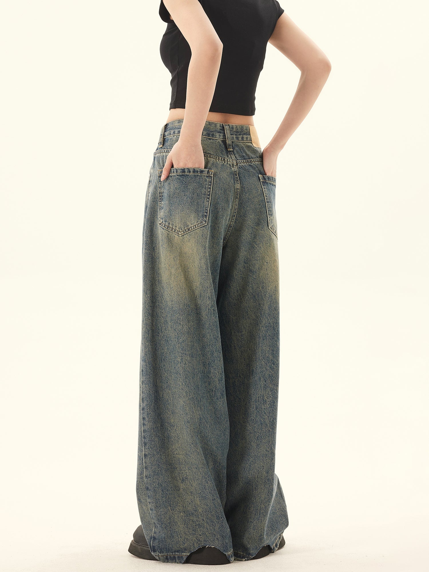 Vintage High Rise Wide -Bein -Jeans