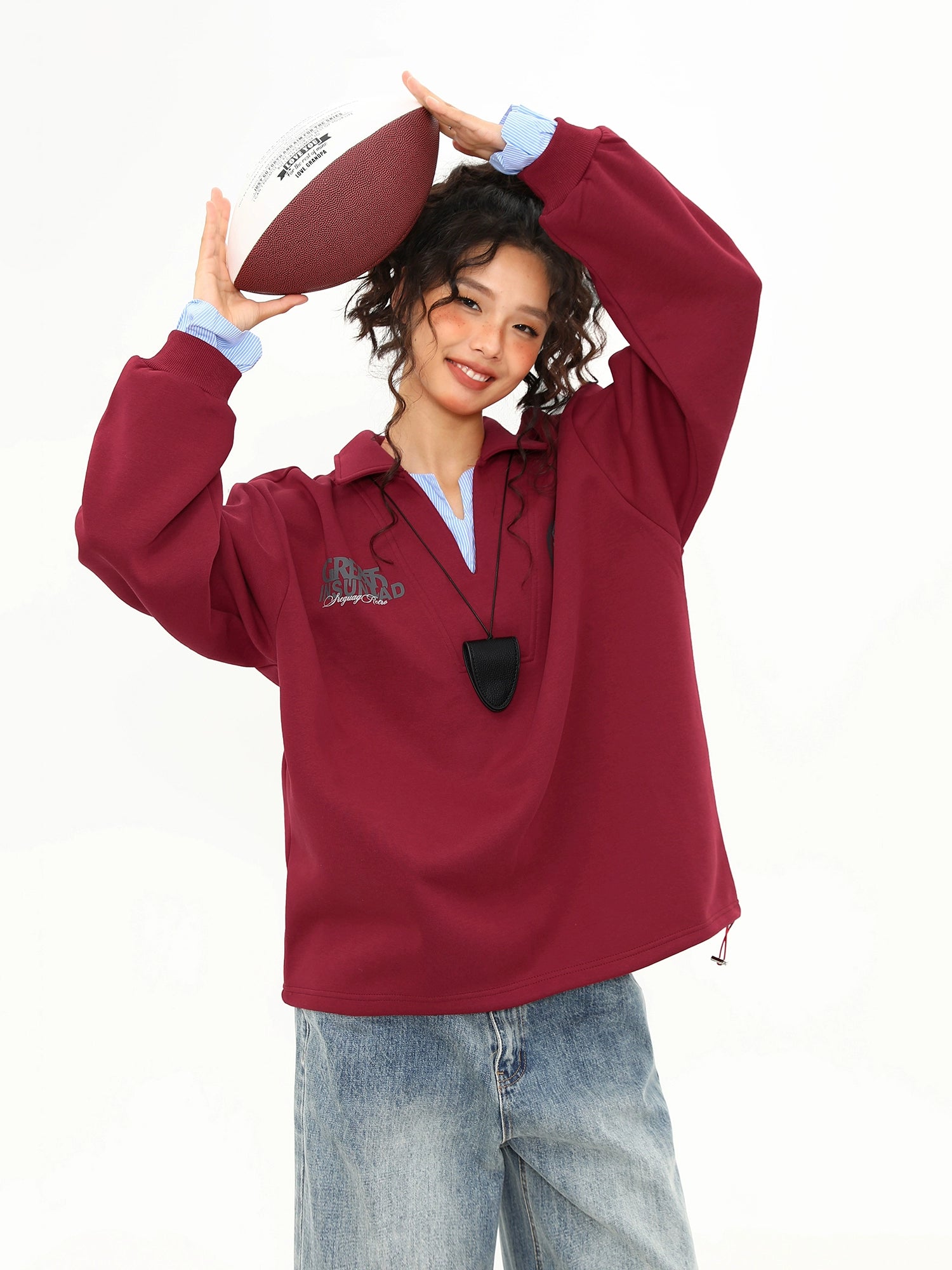 Crimson Varsity Rugby Pullover