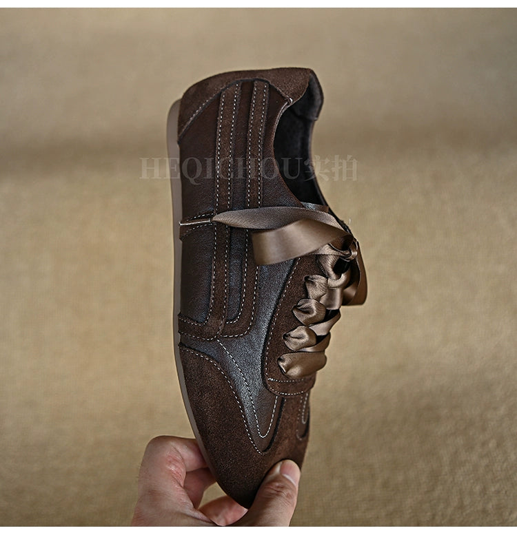 Mocha Satin Ribbon Sneaker