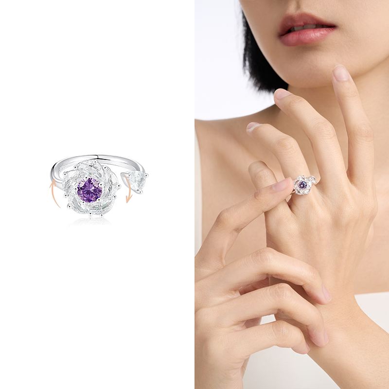 Spinning Camellia Statement Ring - Signature Crystal