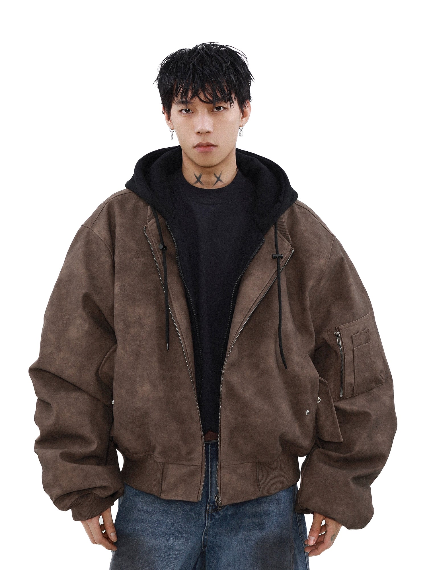 Umber Drift Oversized Moto Jacket