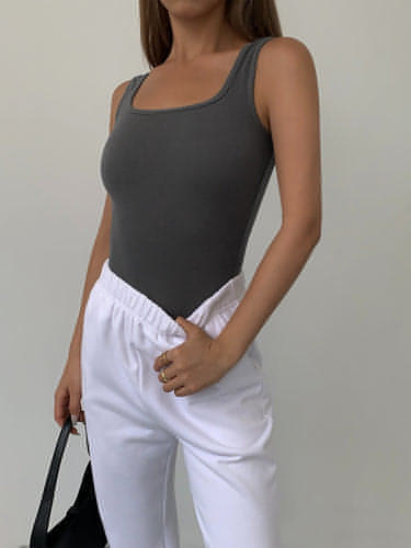 Summer Collection - Black Knitted Square Neck Camisole Top - chiclara