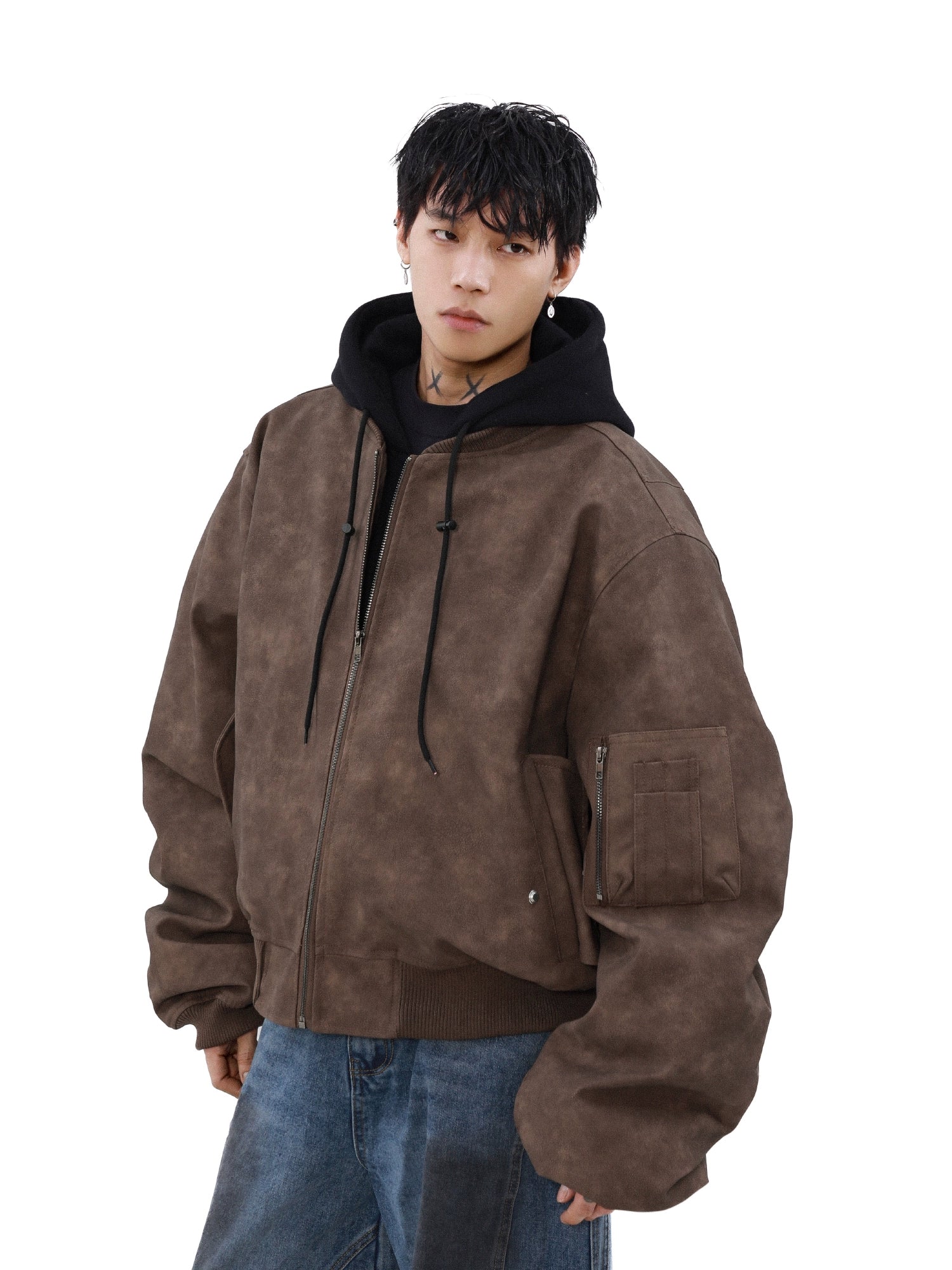 Umber Drift Oversized Moto Jacket