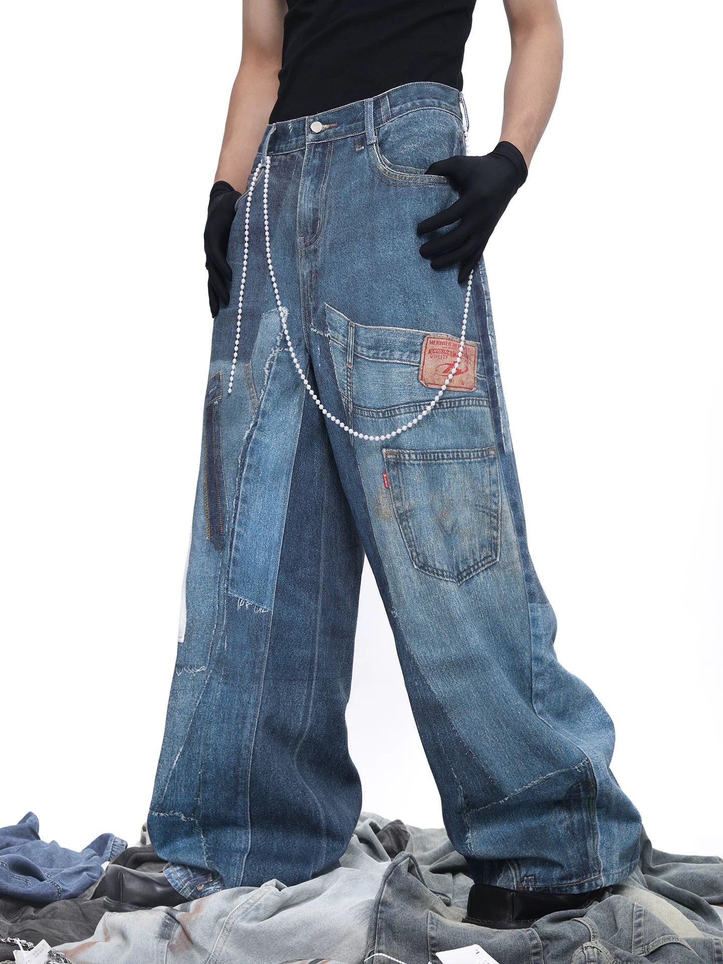 Cascade Patchwork Wide-Leg Denim