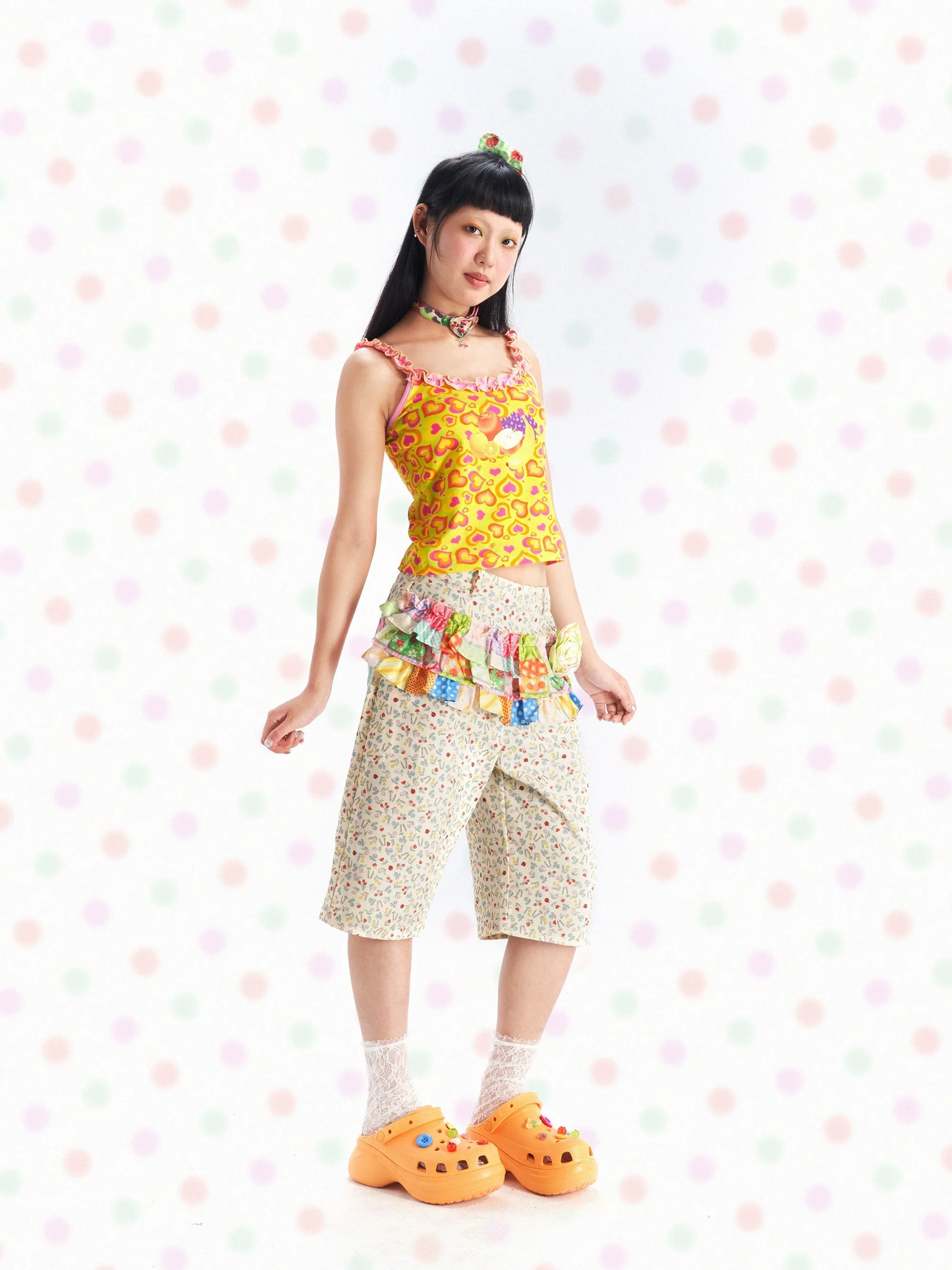 Sweet Hearts Fruit Ruffle Tank Top