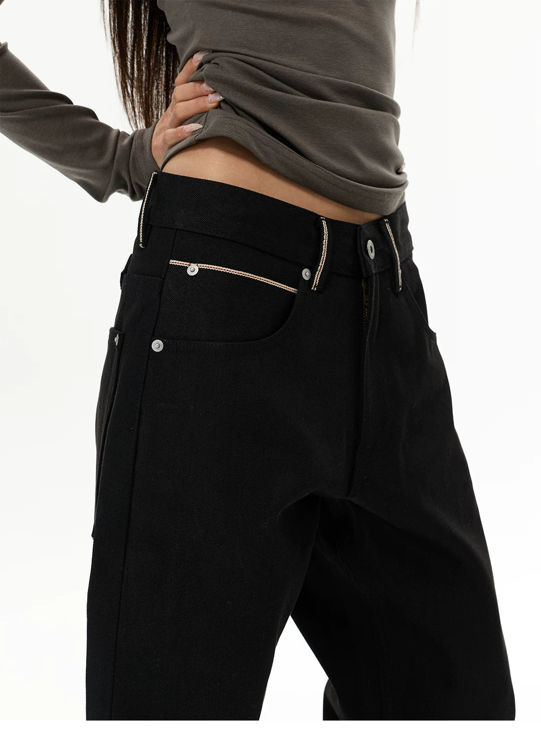 Midnight Zipline Wide Jeans