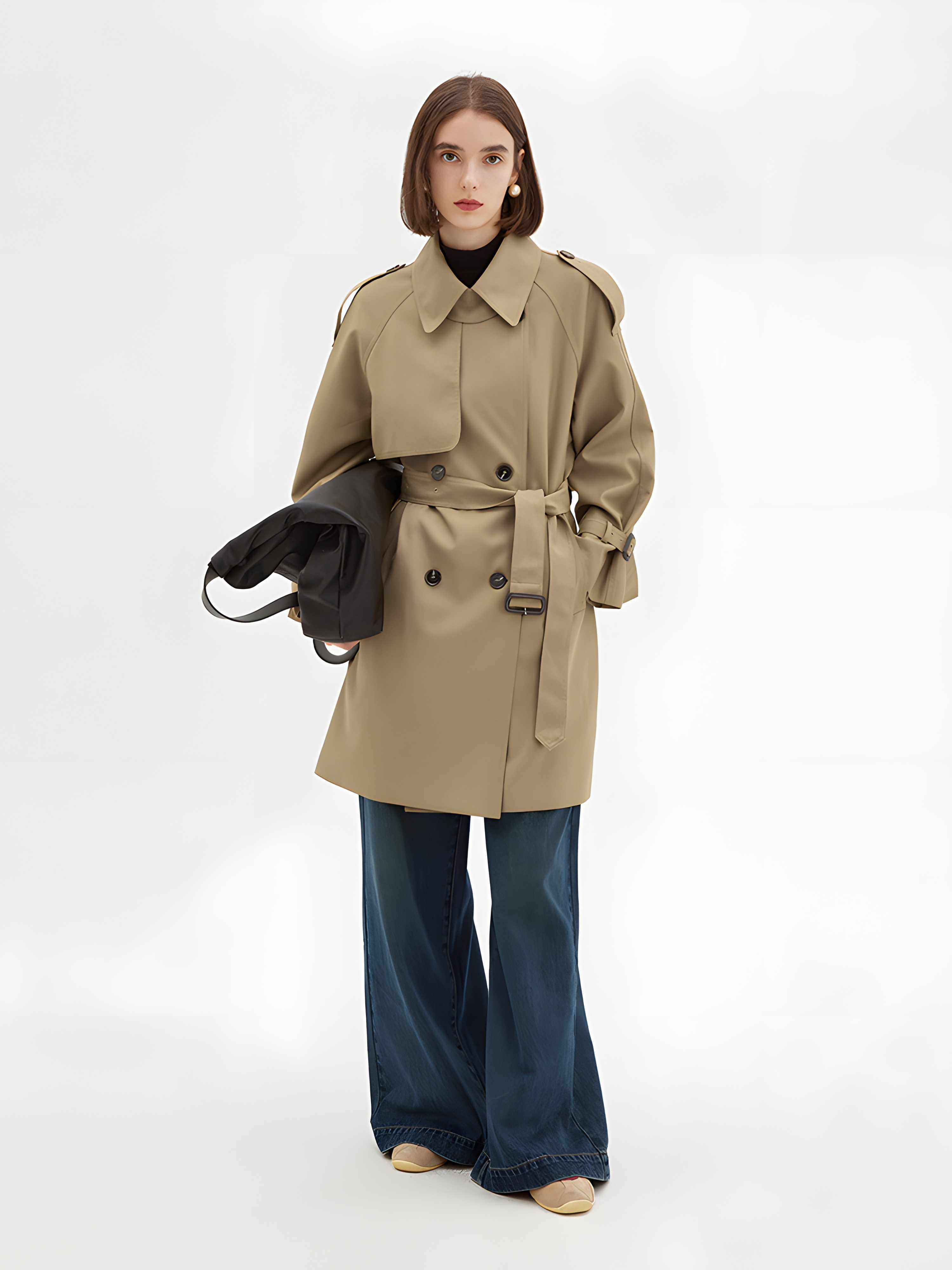Parisian Autumn: Vintage-Inspired Midi Trench Coat - chiclara