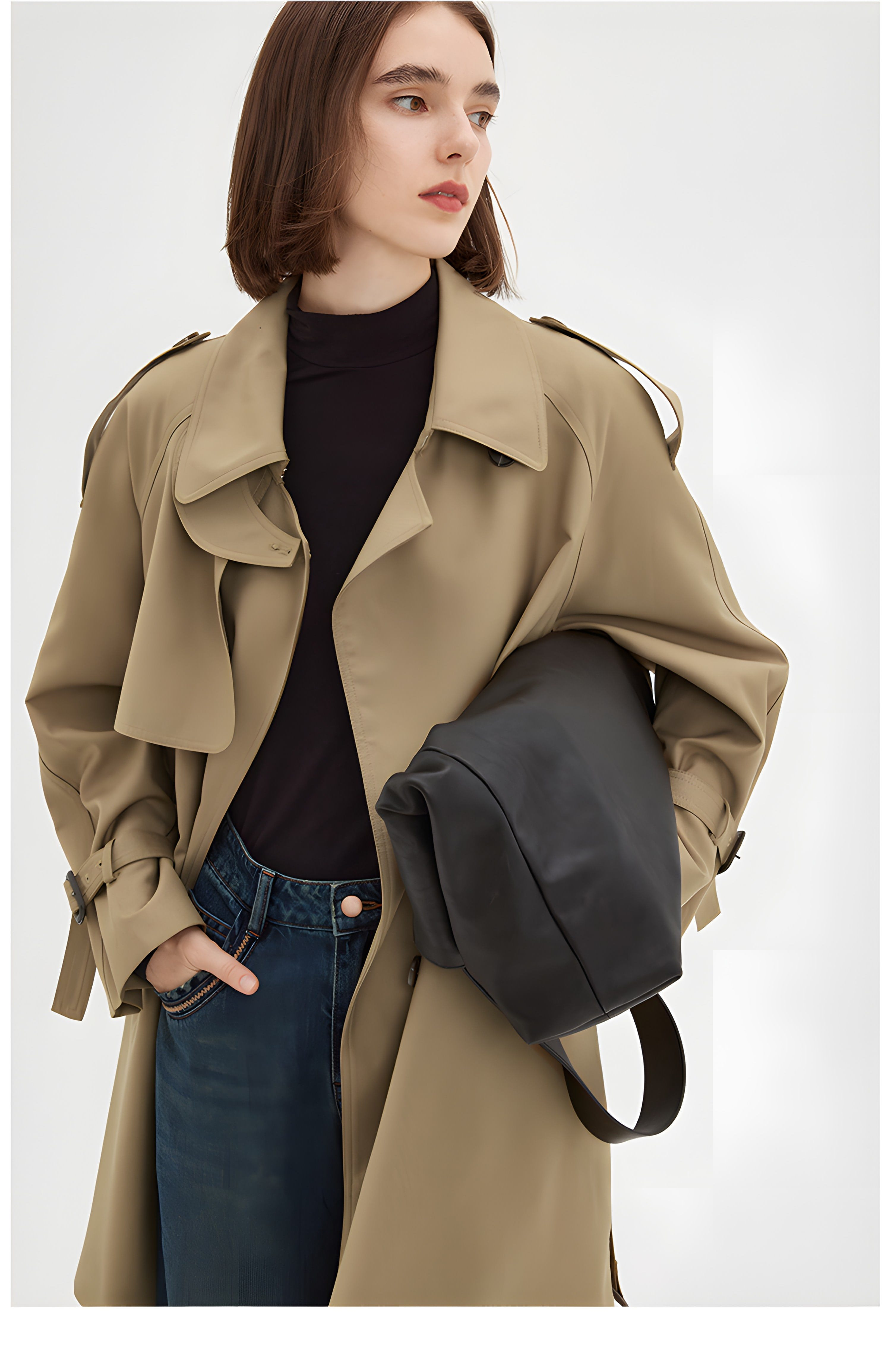 Parisian Autumn: Vintage-Inspired Midi Trench Coat - chiclara