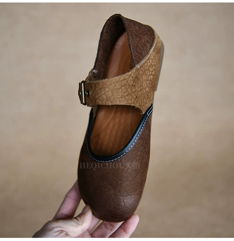 Maren Two-Tone Textured Mary Jane Flats