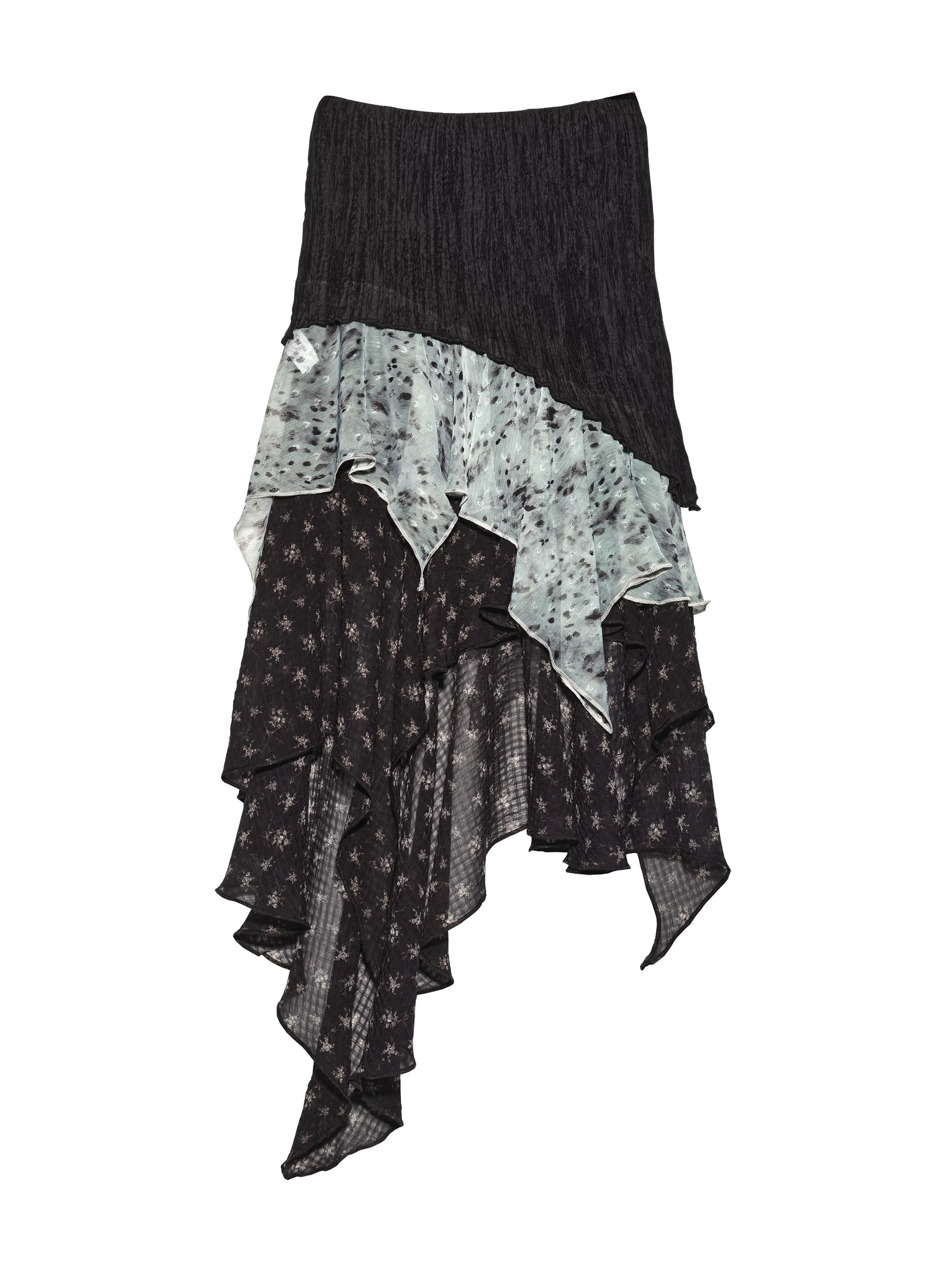 Midnight Mist Asymmetrical Ruffle Skirt