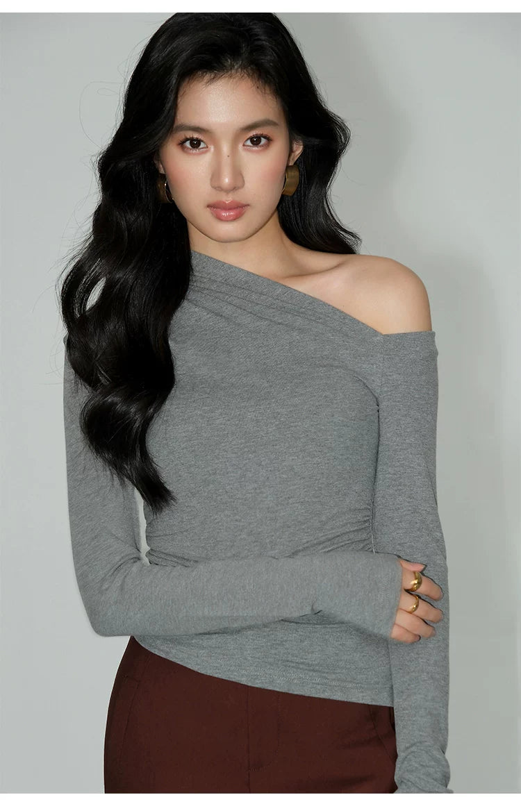 Slope One‑Shoulder Ruched Top