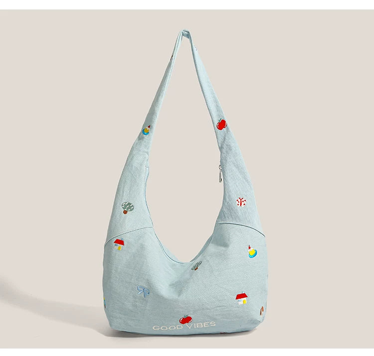 Good Vibes Embroidered Hobo