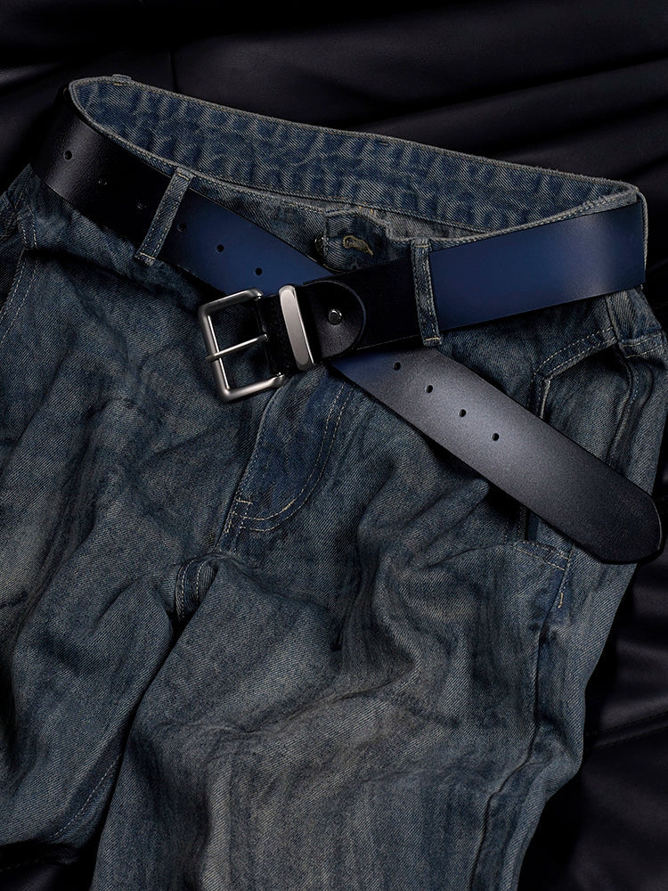 Gradient Spray-Painted Leather Belt