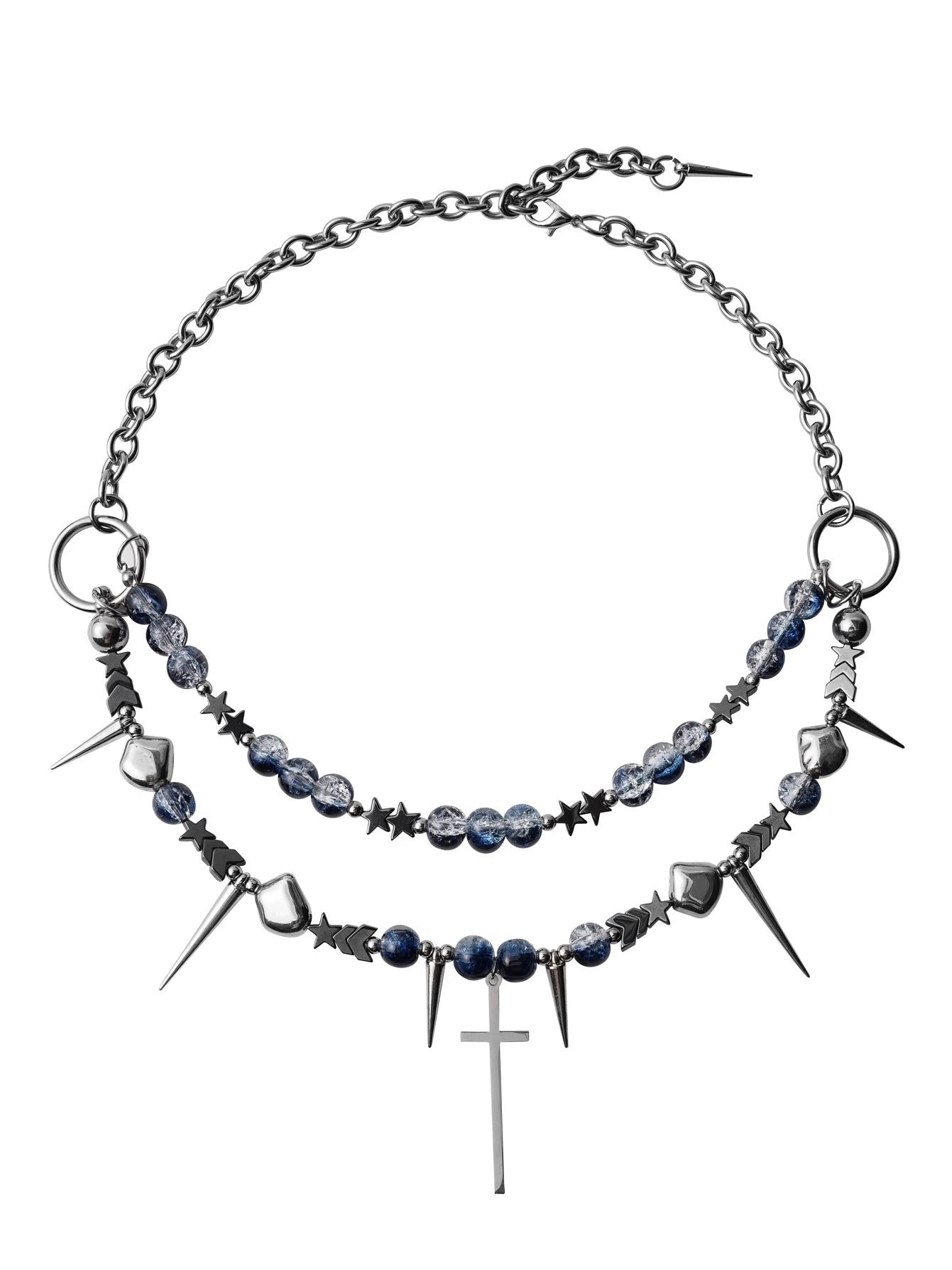Croix à double couche et collier de pointe