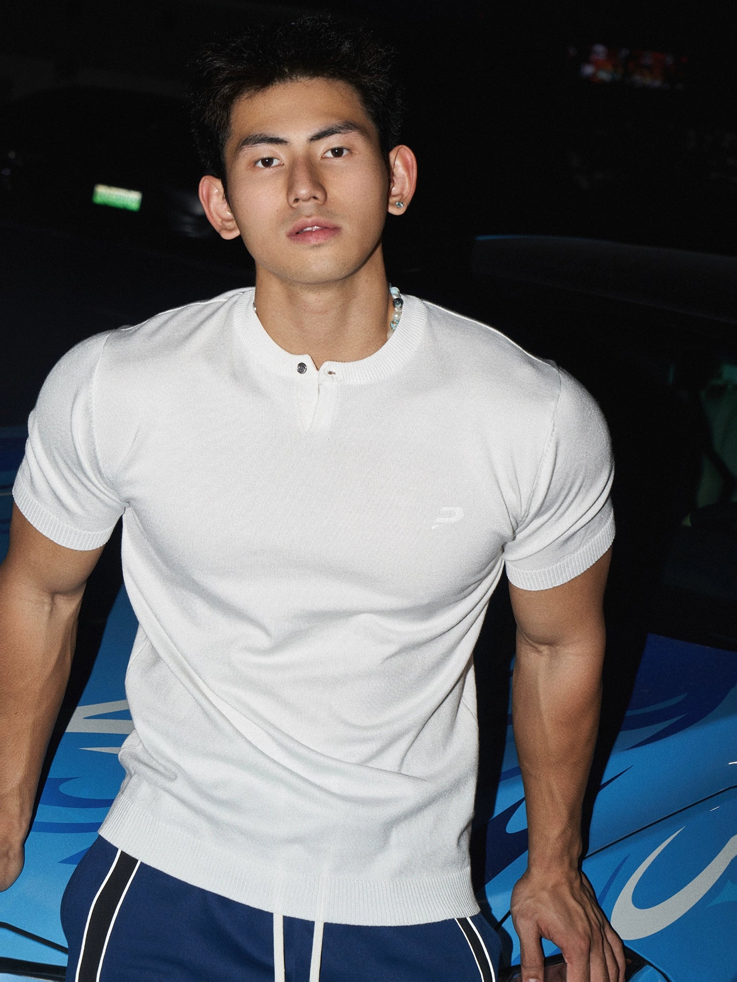 Single Button Henley Collar Shirt