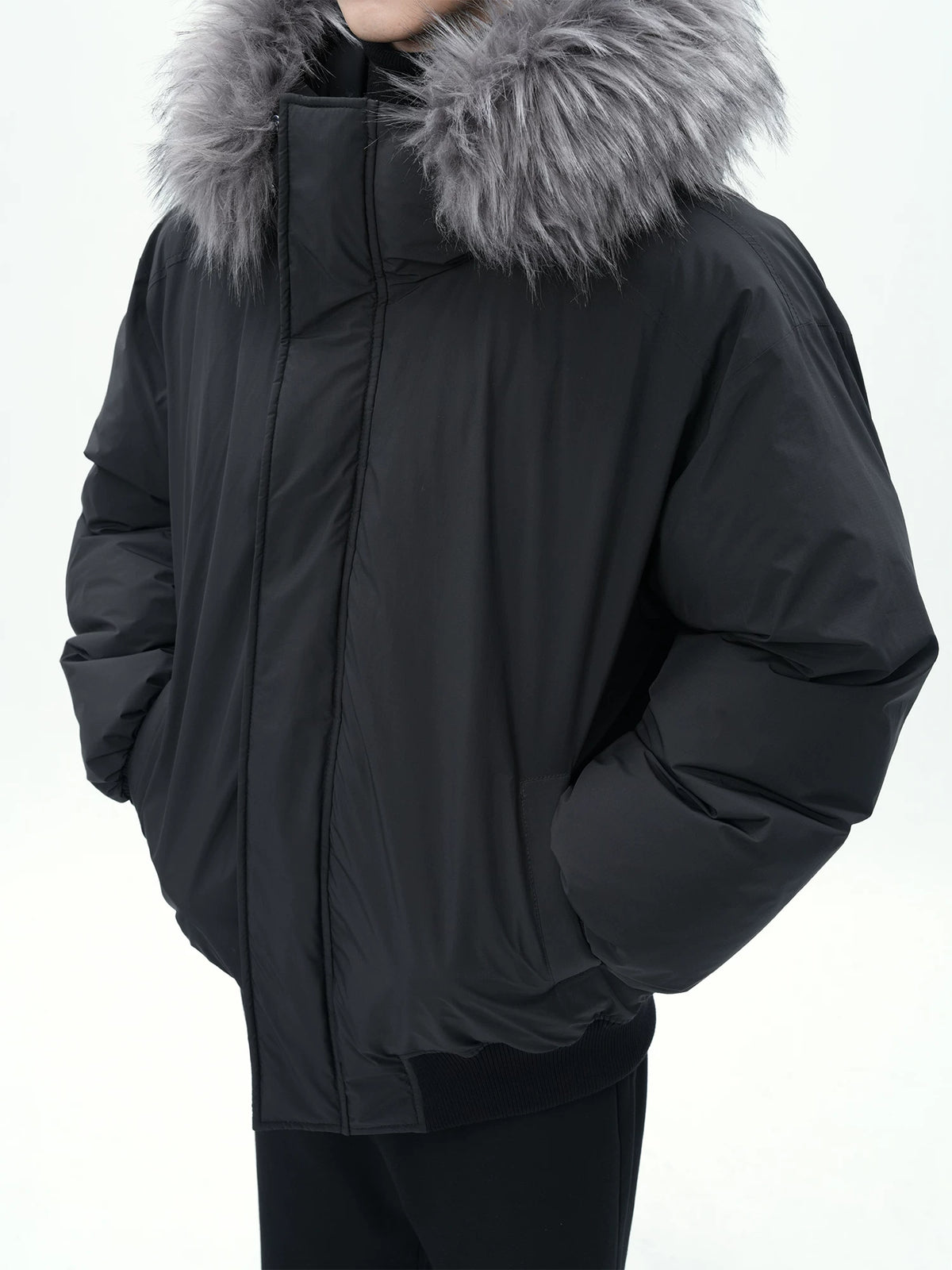 Fur-Trim Oversized Puffer Jacket