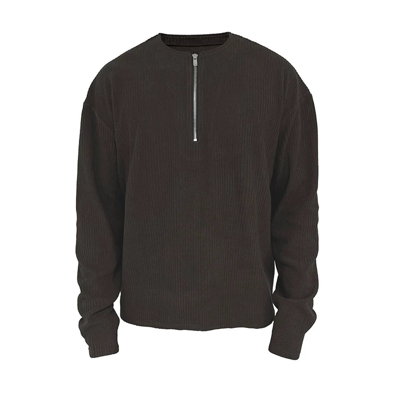 Ribbed Knit Half-Zip Pullover